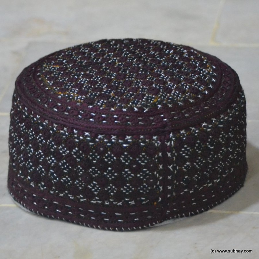 Dark Maroon Jamali Sindhi Cap / Topi (Hand Made) MK-171